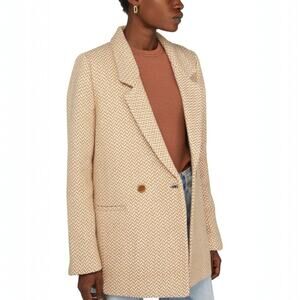 Anine Bing Fishbone Blazer Tan & Cream Size Large
